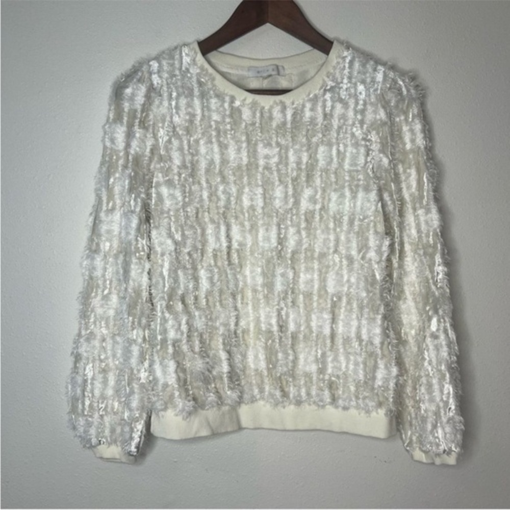 Anthropologie Eri + Ali Fuzzy Sweater Off White